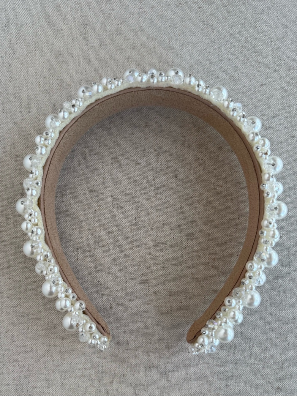 Pearl Crystal Beaded Statement Headband Bridal Wedding Hair Accessory